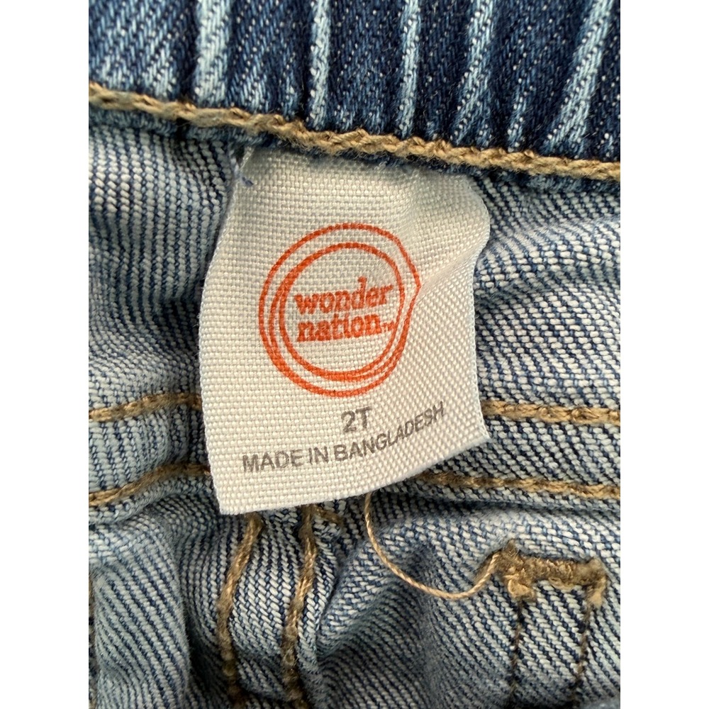 Wonder Nation Flare Jeans Bell Bottom Stretch Denim Blue Patch Pocket Toddler 2T - Picture 3 of 14